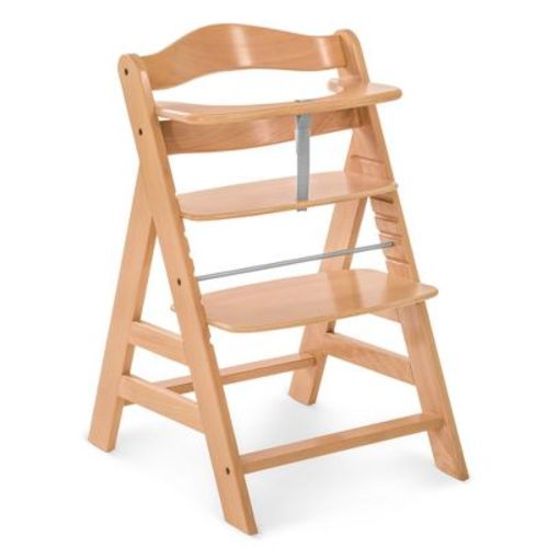 Hauck Alpha+ Grow Along Adjustable Wooden High Chair Seat with 5 Point Harness & Bumper Bar for Baby & Toddler Up to 198 lbs, Beechwood, Natural