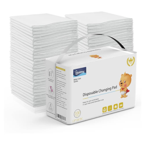 Disposable Changing Pad Liners (100 Pack) Super Soft, Disposable Changing Pads, Ultra Absorbent & Waterproof - Covers Any Surface for Mess Free Baby Diaper Changes (White)