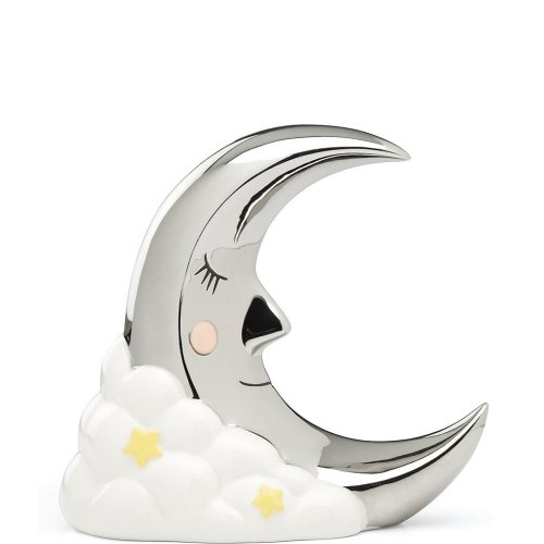 Reed & Barton Sweet Dreams Silver-Plated Porcelain Moon-Shaped Bank