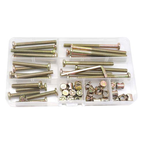 Baby Bed Crib Screws Hardware Replacement Kit, 25-Set M6x40mm/ 50mm/ 60mm/ 70mm/ 80mm Hex Drive Socket Cap Screws Barrel Nuts Assortment Kit for Beds Headboards Chairs Furniture