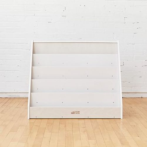 ECR4Kids Single-Sided Book Display, Classroom Bookshelf, White Wash
