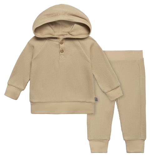 Modern Moments by Gerber Baby Girls' Mini-Waffle 2-piece Hoodie and Pant Set