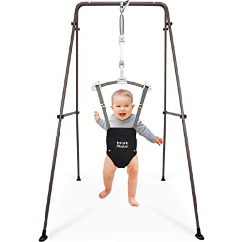 Infant Master Baby Jumper, Stand for Jumper and Bouncers w/Adjustable Seat Bag, Sturdy Frame Structure for Baby Bouncing & Swing Jumper w/Steel Spring, Wise Gift Choice for Infant & Toddler, Black