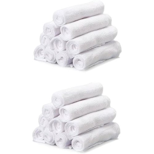 Spasilk Washcloth Wipes Set for Newborn Boys and Girls, Soft Terry Washcloth Set, Pack of 20, White