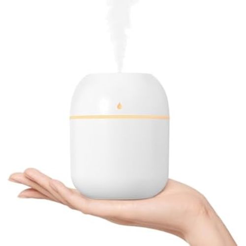 Portable Small Humidifier, USB Personal Desktop Humidifier for Car, Office Room, Bedroom, Auto Shut-Off, 2 Mist Modes, Super Quiet(220ml, White)