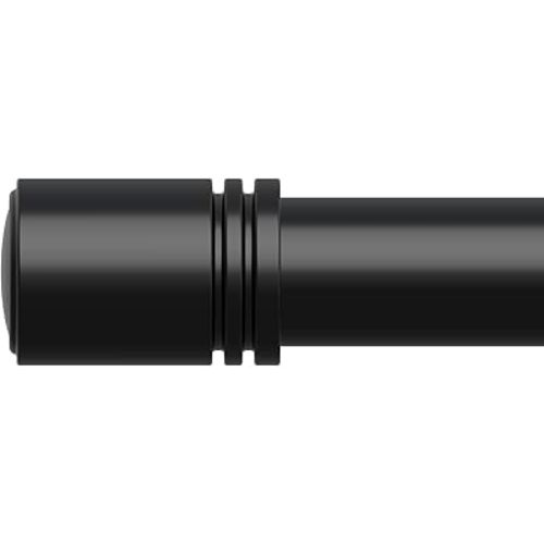 Curtain Rods for Windows 28 to 42 inches, 6/8 inch Diameter Adjustable Length End Cap Style Curtain Rod Set, Decorative Curtain Rod with Brackets - Black