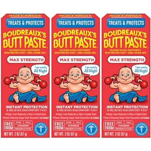 Boudreaux's Butt Paste Maximum Strength Diaper Cream, 2 Ounce (3 Pack)