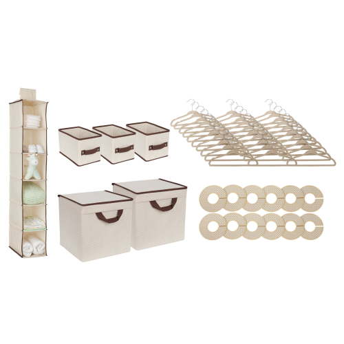 Delta Children Nursery Storage 48 Piece Set - Easy Storage/Organization Solution - Keeps Bedroom, Nursery & Closet Clean, Beige