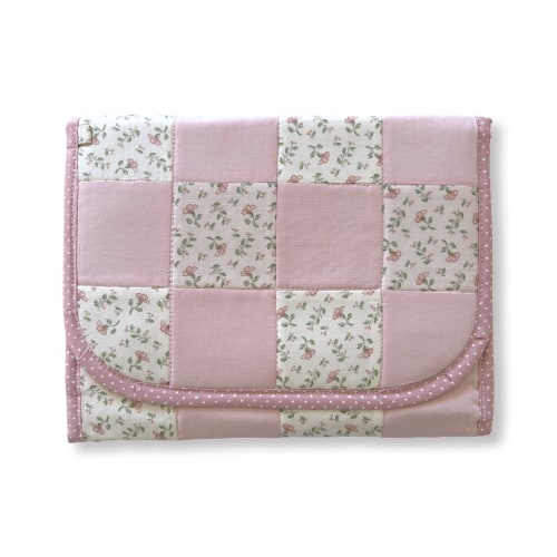 Diaper Clutch in Floral Patchwork - Pink Trim