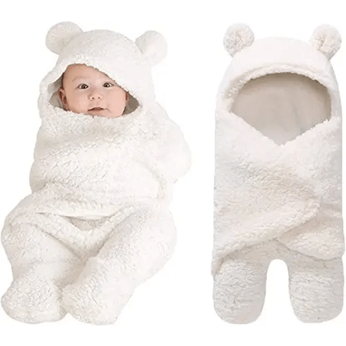 XMWEALTHY Cute Newborn Baby Boys Girls Blankets Plush Swaddle Blankets White
