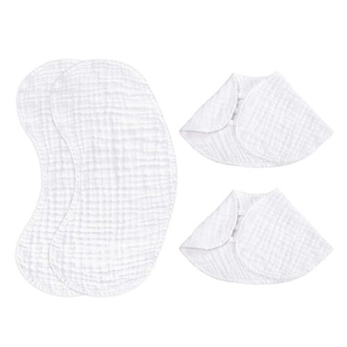 Burp Cloths 2 in 1 Baby Bibs Soft & Absorbent 100% Muslin Cotton Burpy Bibs for Boys & Girls 4 Pack by YOOFOSS