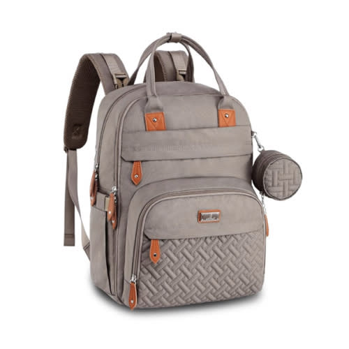 BabbleRoo Diaper Bag Backpack - Baby Essentials Travel Tote - Multi function Waterproof Diaper Bag, Travel Essentials Baby Bag with Changing Pad, Stroller Straps & Pacifier Case - Unisex, Khaki