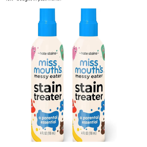 Miss Mouth's Messy Eater Stain Treater Spray - 4oz 2 Pack Stain Remover - Newborn & Baby Essentials - No Dry Cleaning Food, Grease, Coffee Off Laundry, Underwear, Fabric