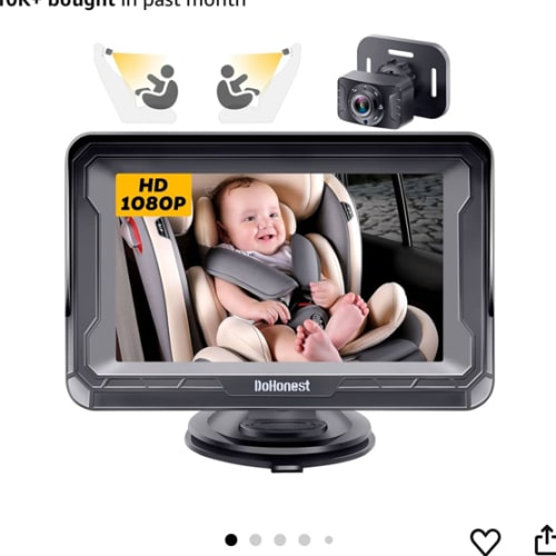 DoHonest Baby Car Camera HD 1080P - Rear-Facing Car Baby Monitor with Night Vision, Adjustable View Angle, Easy Setup, Anti-Glare Display, Safety for Kids & Infants