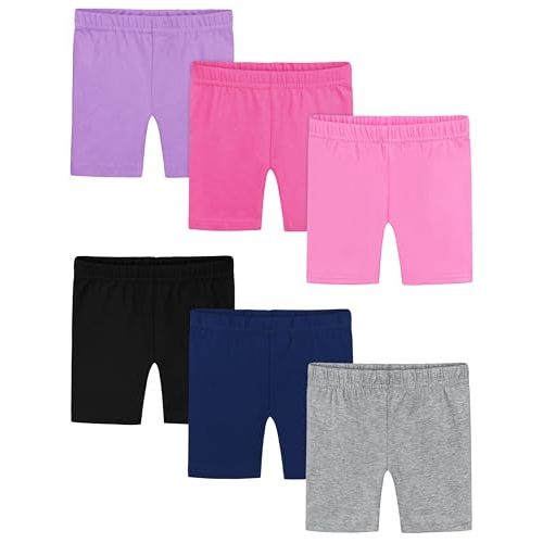 Poroka 6 Pack Baby and Toddler Girls Bike Shorts Soft Girls Summer Dancewear Shorts Solid Tumbling Safety Short for Kids