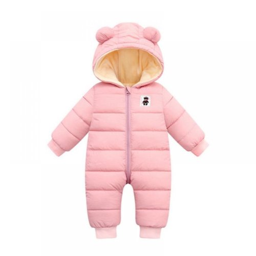 Baby Boy Girl Winter Warm Ear Hooded Romper Jumpsuit Jacket Overcoat Thick Down Coat
