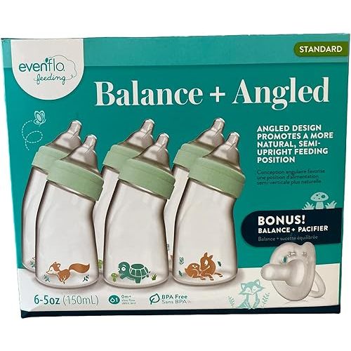 Balance + Angled Standard Neck Bottle 5oz 6pk with Balance + Pacifier Sample