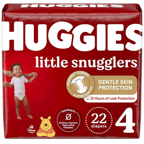 Huggies Size 4 Diapers, Little Snugglers Baby Diapers, Size 4 (22-37 lbs), 22 Count