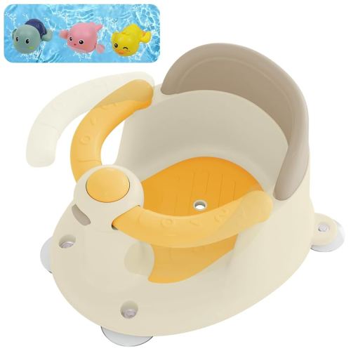 Baby Bath Seat for Babies 6 Months & Up, Bath Seats for Babies Sitting Up, 3 Baby Bath Toys, Open Design, Non-Slip, Compact Toddler Bath Seat.
