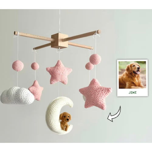 MY DOLLFY Pet Moon Pink | Custom Crochet Pet Nursery Baby Mobile – My Dollfy
