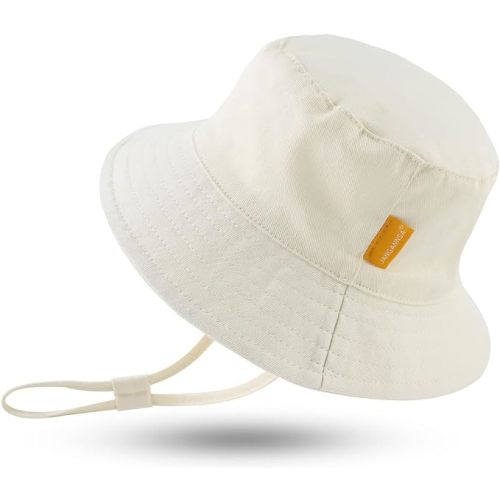 Cotton Baby Sun Hat Infant Toddler Boys Girls Bucket Hats Summer Sun Protection Kids Beach Caps - 0-3 Months - Beige