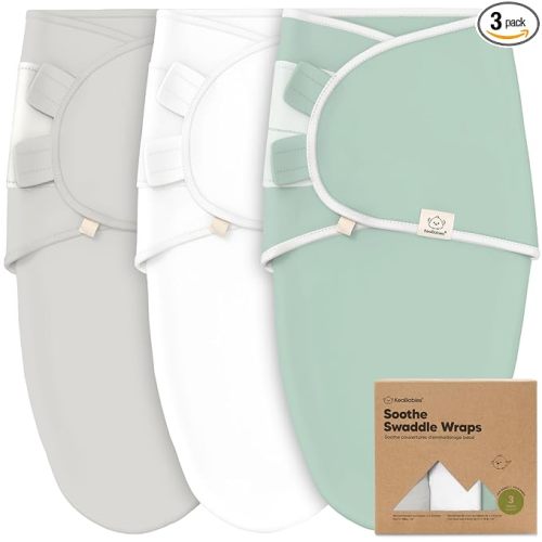 3-Pack Organic Baby Swaddle Sleep Sacks - Swaddles for Newborns, Infant 3-6 Months, Baby Girls, Boys, Soft & Snug Newborn Sleep Sack, Nursery Swaddling Blankets (Sage, L)