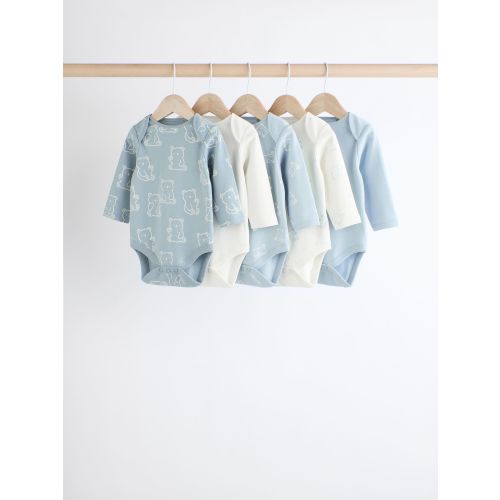 Baby Blue Long Sleeves Bodysuits 5 Pack