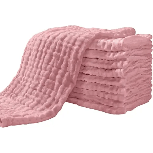 Yoofoss Muslin Burp Cloths for Baby 10 Pack 100% Cotton Baby Washcloths for Boys Girls Large 20''X10'' Super Soft and Absorbent Bean Paste