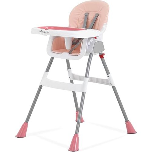 Dream On Me Portable 2-in-1 Tabletalk High Chair in Pink, Three Adjustable Height Settings, Lightweight Portable High Chair, Easy To Clean and Removable Tray Baby High Chair