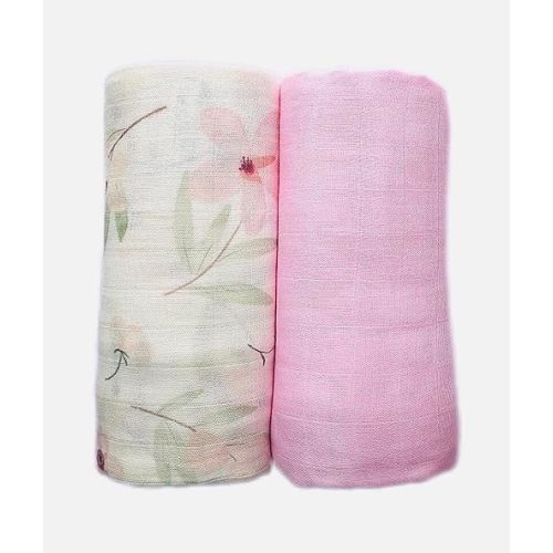 Ultra-Soft Organic Muslin Swaddle Blankets – 70% Viscose from Bamboo & 30% Cotton, 2-Pack – Gentle, Breathable, Lightweight, Soft Muslin – 47 x 47 inch, Soft Baby Wraps (Spring Floral&Blush Pink)