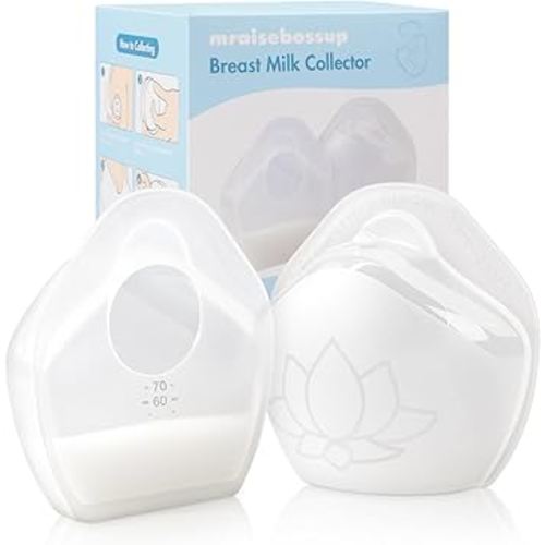 Breast Milk Collector, 2 Piece Wearable Breast Shells Milk Collector, Food Grade Silicone Milk Collectors For Breastfeeding, Collect Spilled Breastmilk Anywhere, Hands-Free Milk Collector
