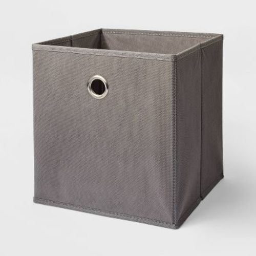 11" Fabric Cube Storage Bin Warm Gray - Room Essentials™: Square Storage, 11 Inch System Compatible, 25 Lb Capacity