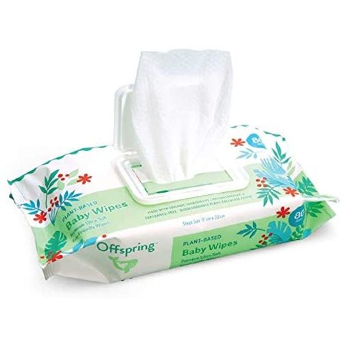 Offspring Baby Wipes, Softer Larger Thicker and More Absorbent Plant Cellulose Based Wet Wipes with Aloe for Gentle Cleansing from Head to Toe