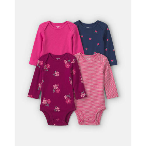 Baby Girl 4-Pack Floral Long-Sleeve Multipack Bodysuits | Carter's