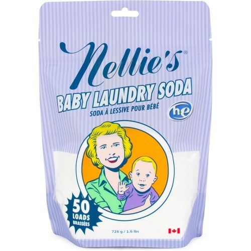 Nellie's Baby Laundry Soda - Laundry Detergent Safe For Infants' Sensitive Skin, Non-Toxic, Hypoallergenic, Vegan, Fragrance Free - 50 Loads