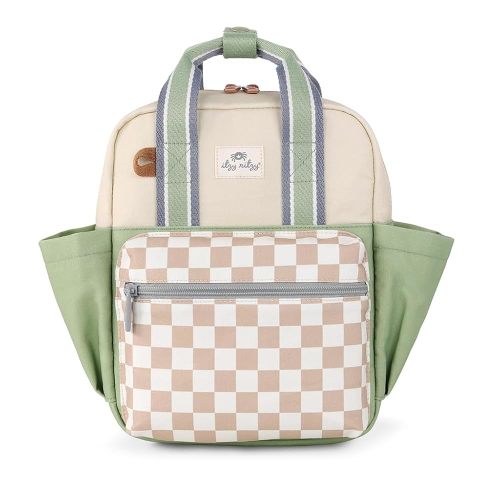 Itzy Ritzy Toddler Backpack - Daycare Bag - Features Adjustable Shoulder Straps, 2 Side Pockets & Spacious Interior with Wipeable Fabric Lining & Name Label, Checkerboard Backpack