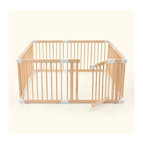 HARPPA Wooden Baby Gate Playpen | Non-Toxic Foldable DIY Adjustable Play Yard for Infants & Toddlers – Natural Finish Baby Fence for Small & Large Spaces