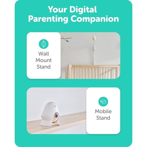 Cubo Ai Plus Smart Baby Monitor with Wall Mount: Sleep Safety Alerts for Covered Face, Danger Zone & Sleep Analytics - 1080p HD Night Vision Camera, 2-Way Audio, Cry & Temperature Detection