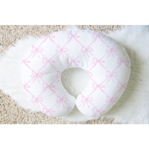 Pink Ribbon Nursing Pillow Cover, Breastfeeding Pillow Cover, Coquette Support Pillow Cover, Grandmillenial Pink Baby Gift, Nursing Cover