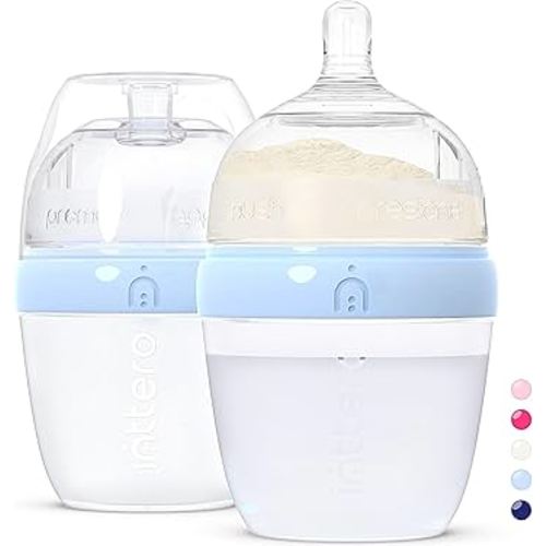 Inttero 6oz Blue Formula Dispenser Anti-Colic Baby Bottles - 2 Pack/Slow Flow (Cute Blue) — Everyday Baby Essential — Formula Bottles — Biberones para Bebes — PopYummy Mixie — Easy Baby Brezz