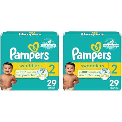 Pampers Swaddlers Diapers - Size 2, 29 Count, Ultra Soft Disposable Baby Diapers (Pack of 2)