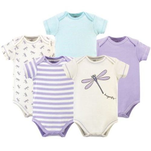 Touched By Nature Baby Girl Organic Cotton Bodysuits 5pk, Dragonfly, 6-9 Months