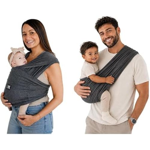 Baby K'tan Active Pre-Wrapped Baby Carrier & Wrap, Heathered Black, Small