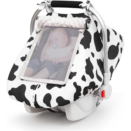 Unicorn Castle Baby Car Seat Cover Infant Car Seat Covers for Babies Breathable Car Seat Canopy Mesh Window Carseat Cover for Four Seasons Newborn