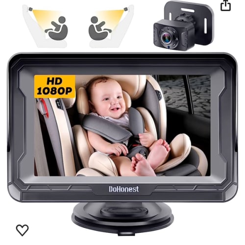 Amazon.com: DoHonest Baby Car Camera HD 1080P: 360° Rotating Plug and Play Easy Install 3 Mins Rear Facing Car Baby Monitor with Camera Crystal Night Vision Backseat Camera Two Kids -V33 : Baby