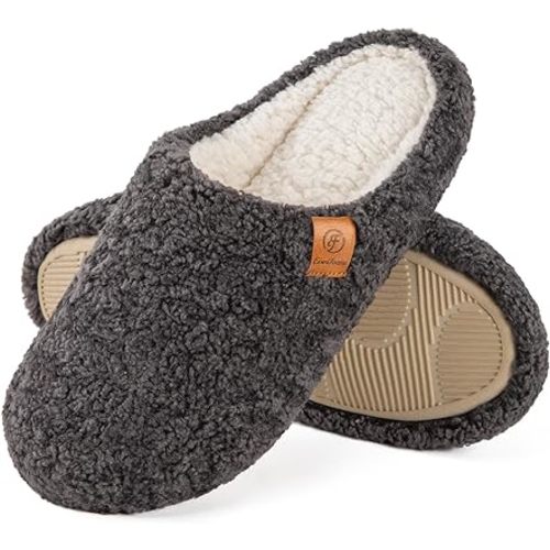 EverFoams Women's Fuzzy Slip-on Slippers Soft Comfy Memory Foam Indoor House Shoes