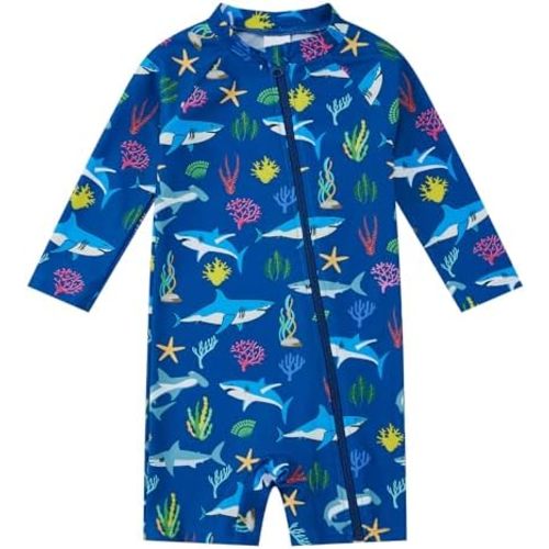 3-6 month Swimsuit Rash Guard Shirts Toddler Boy Swimwear Full Zipper UPF 50+ Sun Protection Infant One Piece Bathing Suit