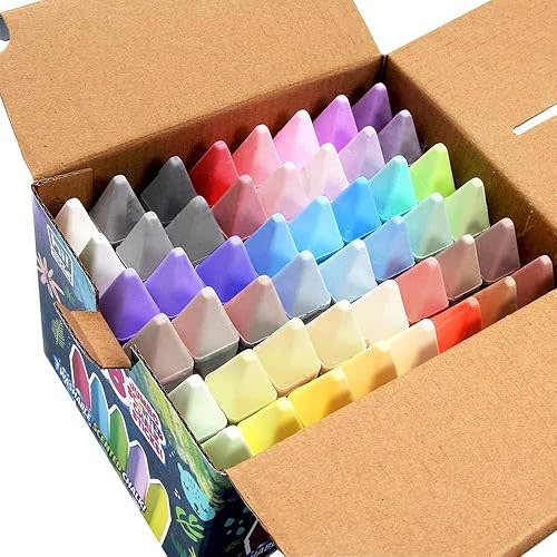 48 Gorgeous Colors Scented Neon Sidewalk Chalk, 48 PCS Jumbo Chalk for Outside for Kids, Activities, Cone Shaped Chalk Washable Paint on Chalkboard, Outdoor Street