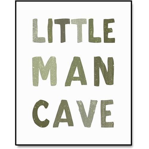 Little Man Cave Sign, Boys Room Decor, Boys Nursery Wall Decor, Playroom Decor, Kids Room Green Wall Art, Toddler Room Decor, Boys Gifts, No Framed (11X14 INCH)