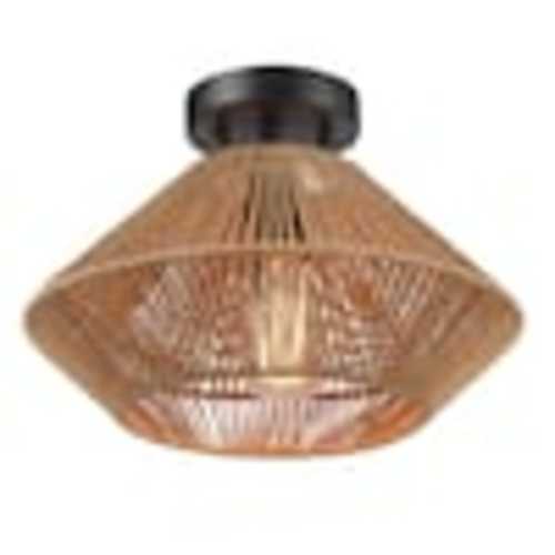 Hampton Bay Savannah 1-Light Paper Twine Semi Flush Mount 66000036